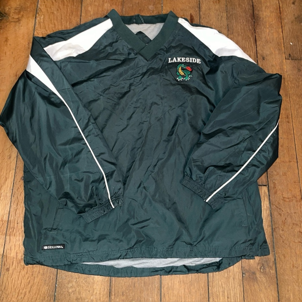 Ashtabula OH Lakeside Dragons High School Windbreaker Green White L Embroidered